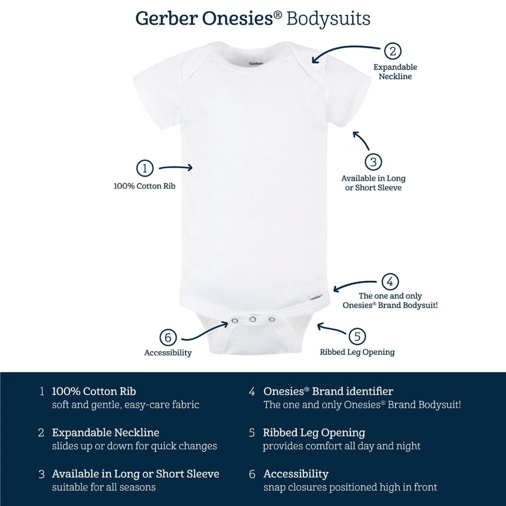Gerber Onesies Grey Moons 3pk 6-9M