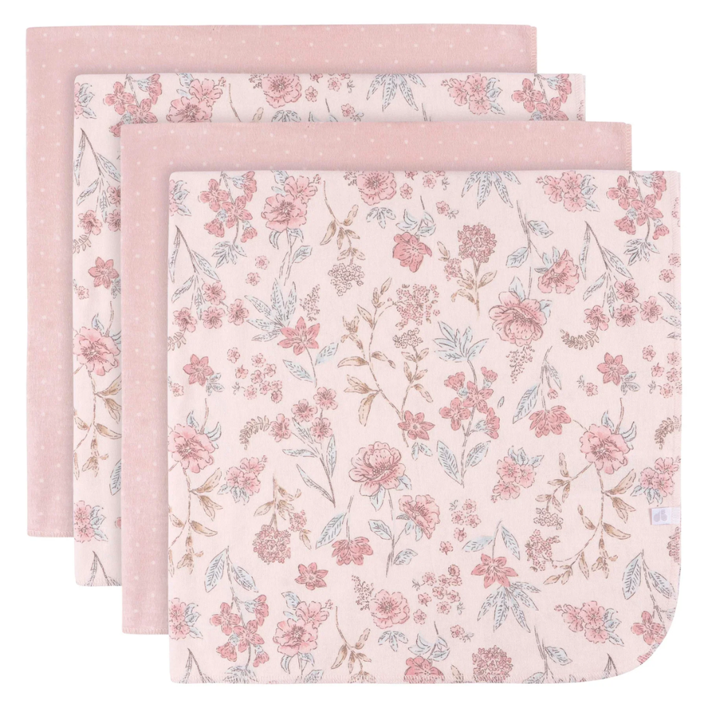 Just Born Flannel Blanket Pink 4pk