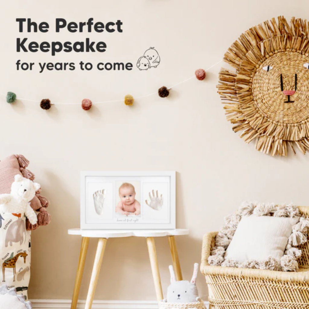 KeaBabies Baby Handprint & Footprint Keepsake Duo Frame Alpine White