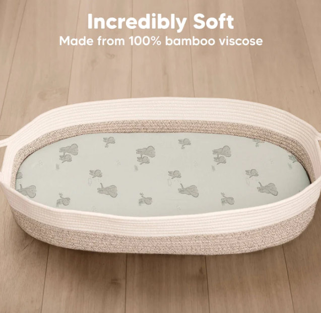 KeaBabies Isla Fitted Bassinet Sheets Meadow 2pk