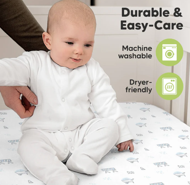 KeaBabies Soothe Fitted Crib Sheet Excavation 2pk