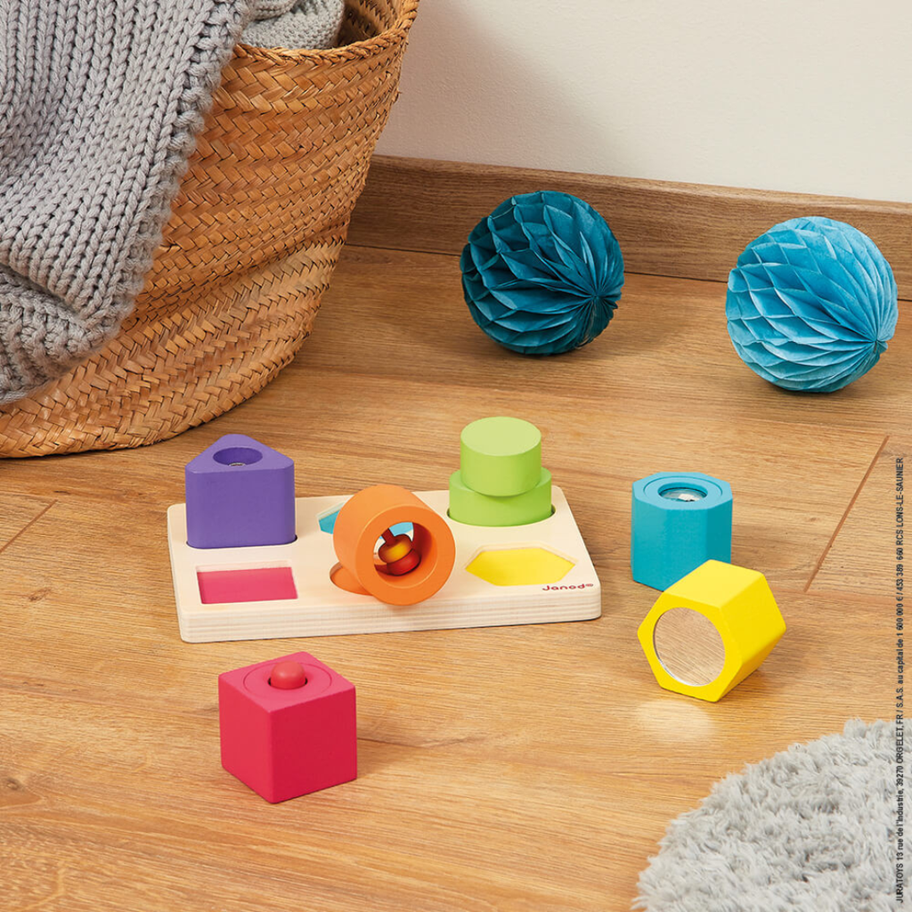 Wooden Shapes & Sounds 6-Block Puzzle