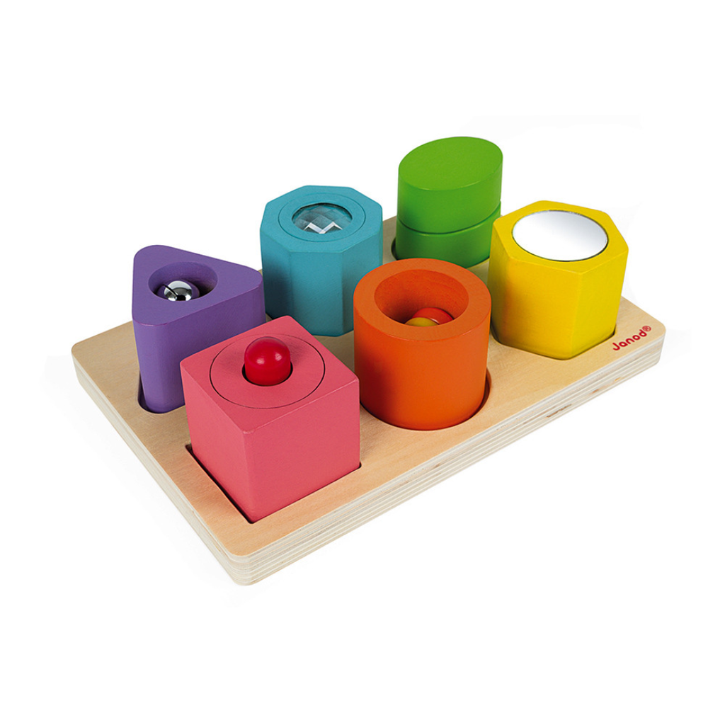 Wooden Shapes & Sounds 6-Block Puzzle