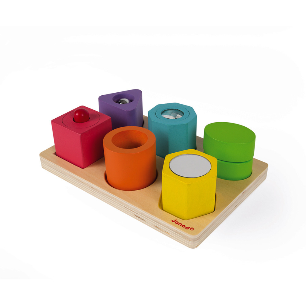 Wooden Shapes & Sounds 6-Block Puzzle