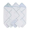 Hooded Towel & Washcloth Set Blue 6pc