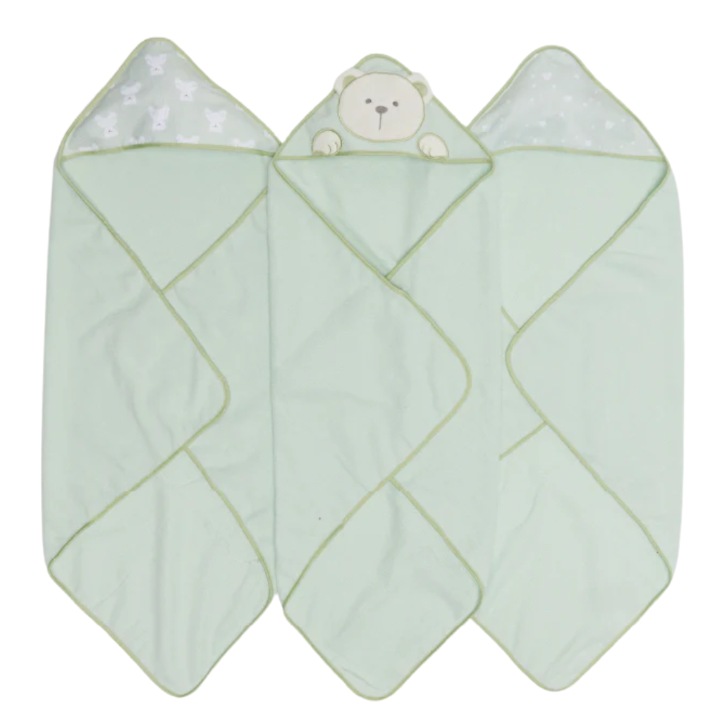 Hooded Towels 3pk Green
