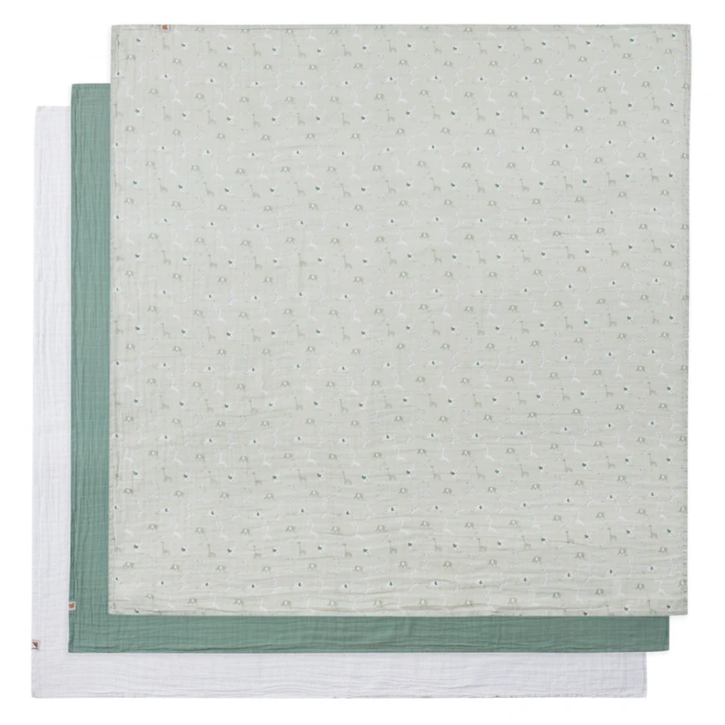 Muslin Swaddle Green 3pk