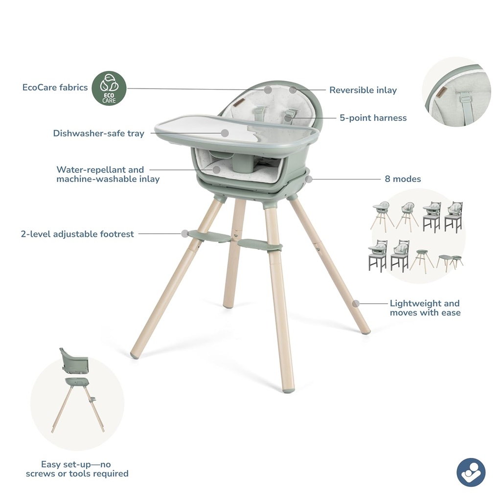 Maxi Cosi Moa 8-in-1 High Chair - Classic Green