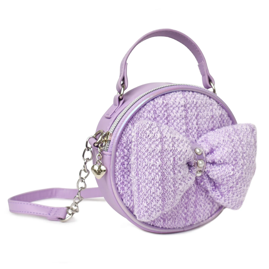 Bow Tweed Circle Crossbody Bag