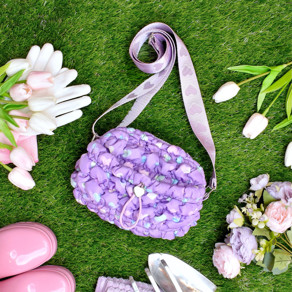 Quilted Scrunchies Printed Mini Crossbody Bag Lavender