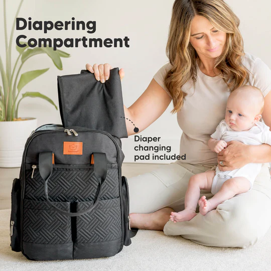 KeaBabies Bree Diaper Backpack Charcoal