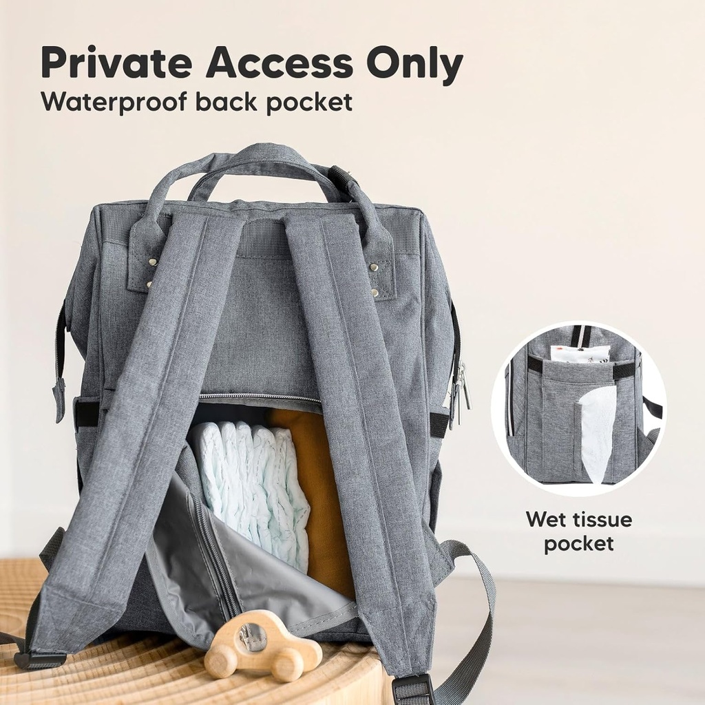 KeaBabies Original Diaper Bag Classic Gray