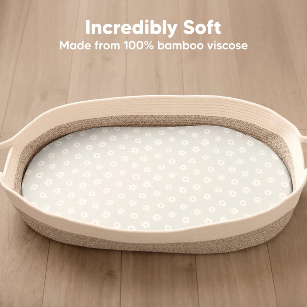 KeaBabies Isla Fitted Bassinet Sheets Meadow 2pk