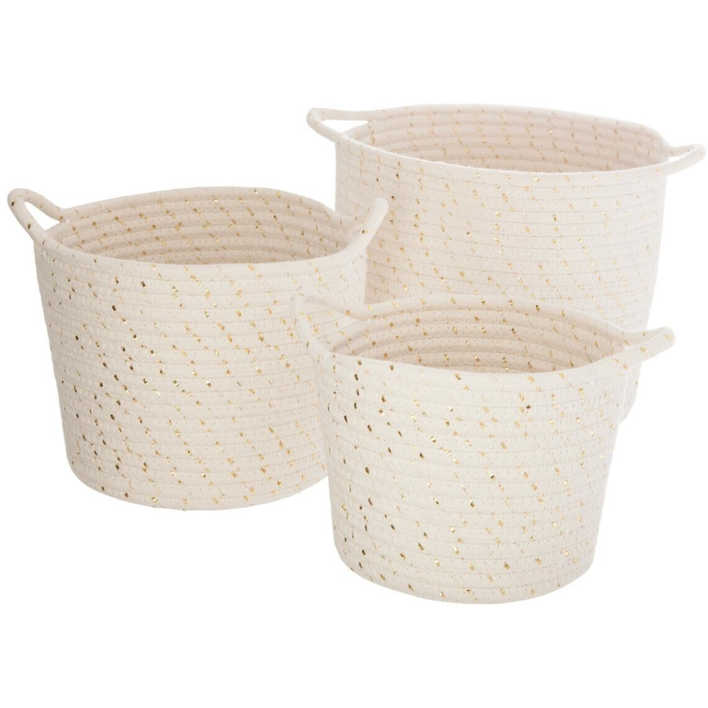 Lurex Woven Storage Baskets 3pc