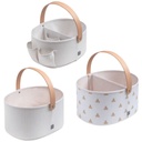 Nested Fabric Storage Bins with Handles Tan 3pc