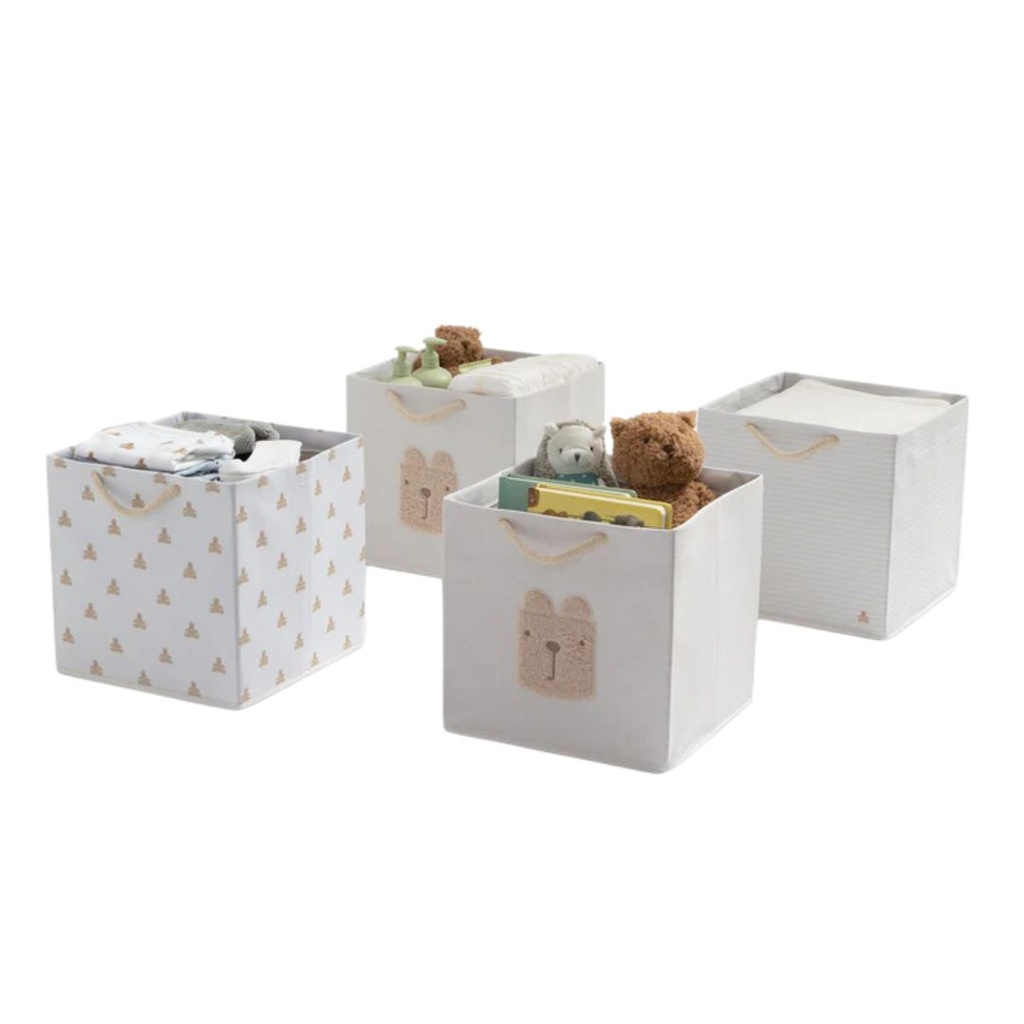 Brannan Bear Fabric Storage Bins with Handles Tan 4pc