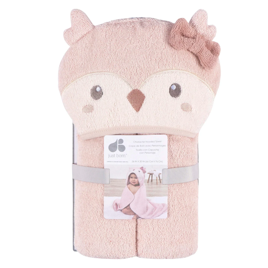 Just Born Character Towel Pink Owl