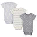 Gerber Onesies Grey Moons 6-9M 3pk