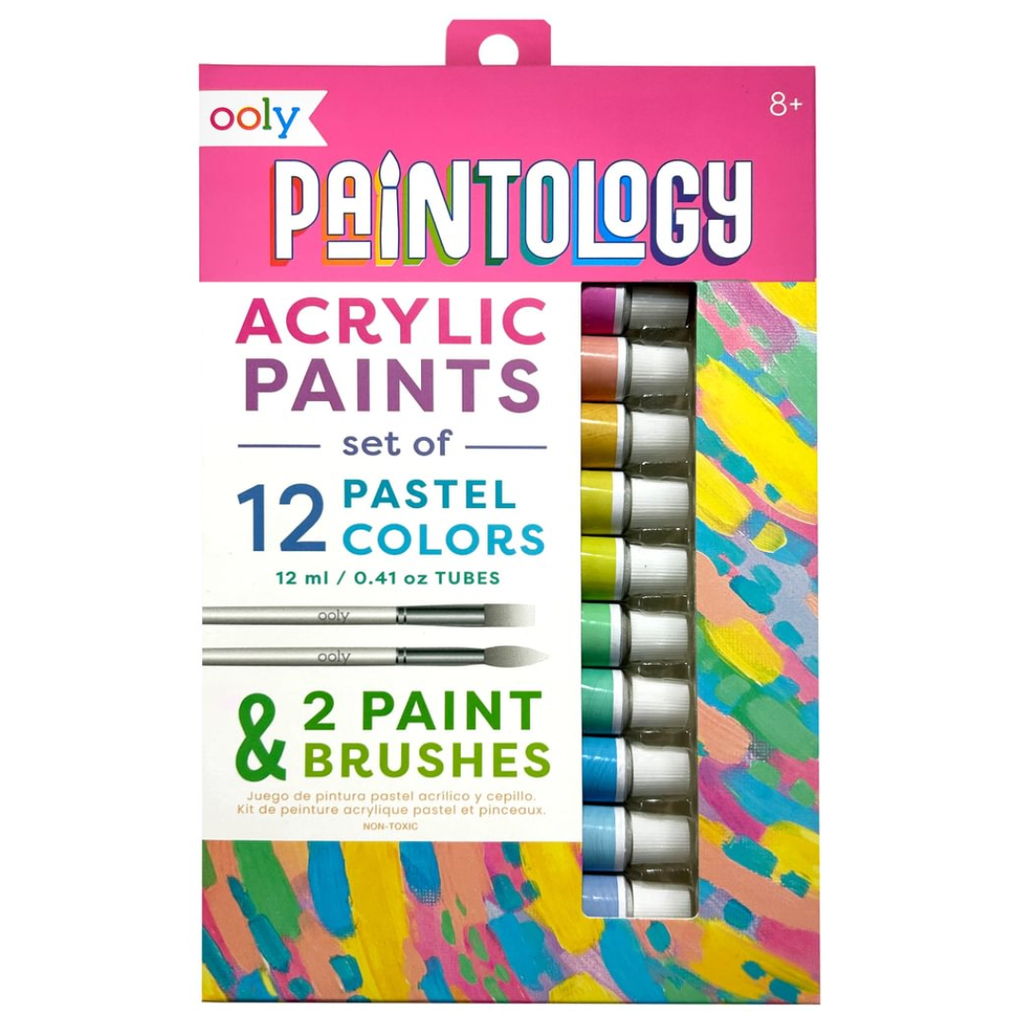 Paintology Acrylic Paints and Brush Set Pastel Colors 14pc