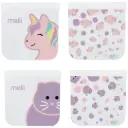 Melii Reusable Snack Bags 4Pc Unicorn & Cat