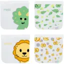 Melii Reusable Snack Bags 4Pc Dino & Lion