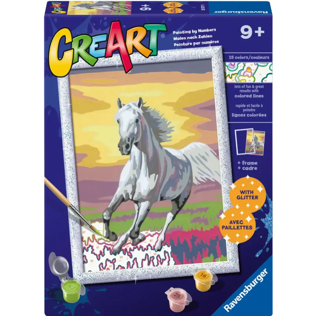CreArt Paint by Number Horse at Sunset with Glitter 7x10in