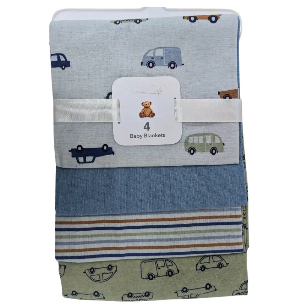 Flannel Blankets 4pk Cars