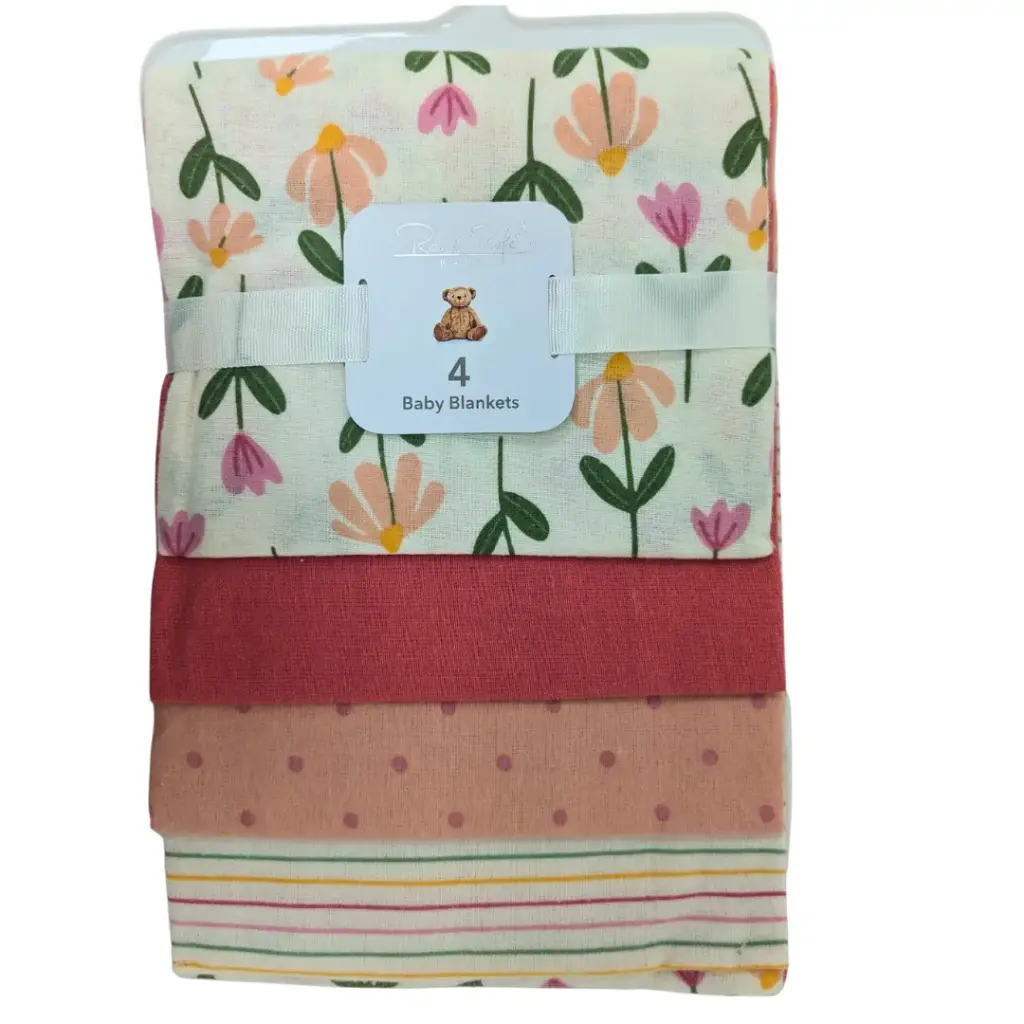 Flannel Blankets 4pk Floral
