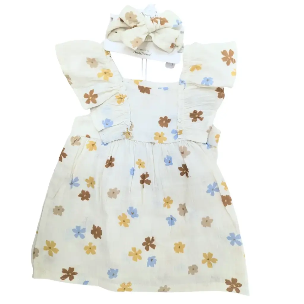 Gauze Dress Toddler Set 2pc Multi Flowers