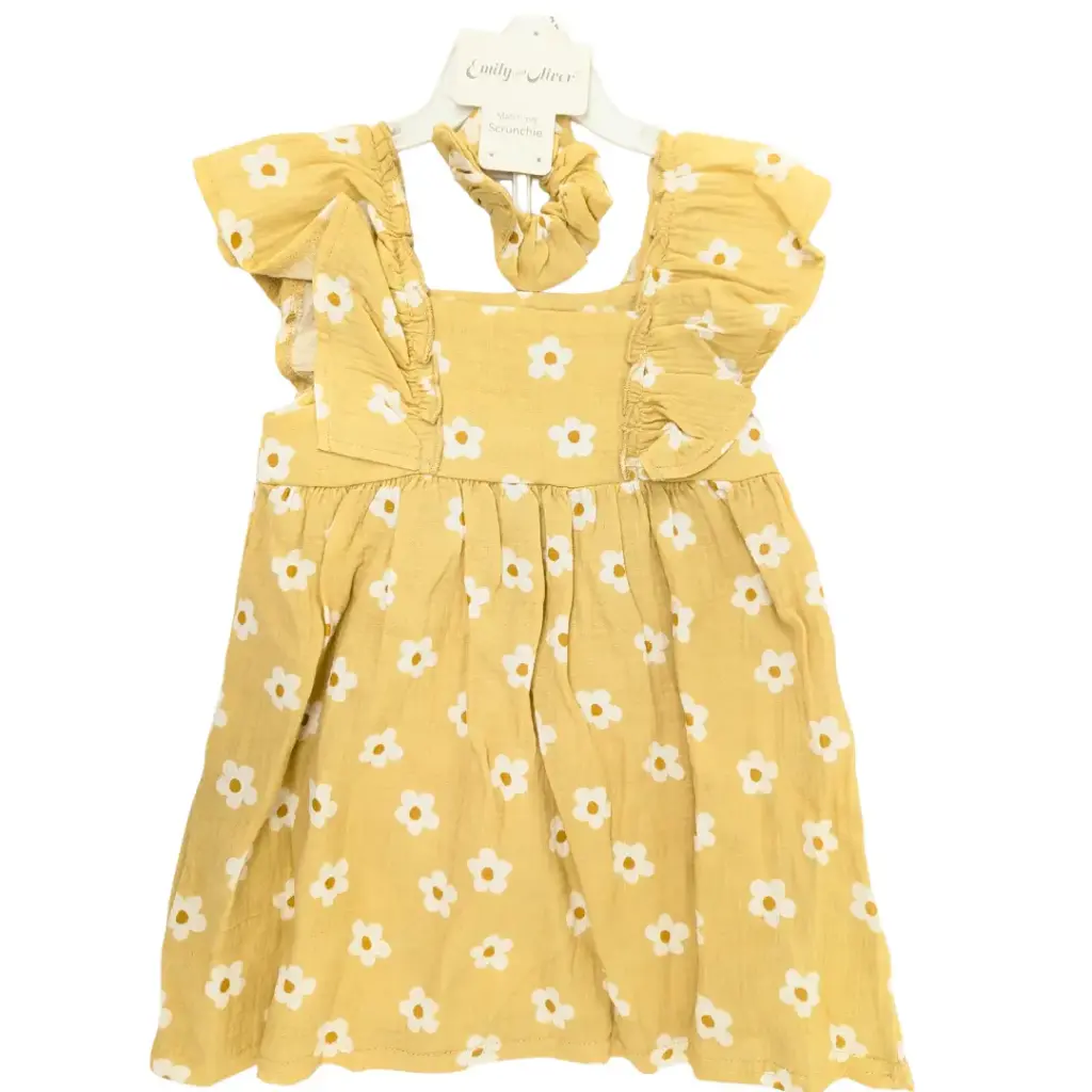 Gauze Dress Toddler Set 2pc Yellow Flowers