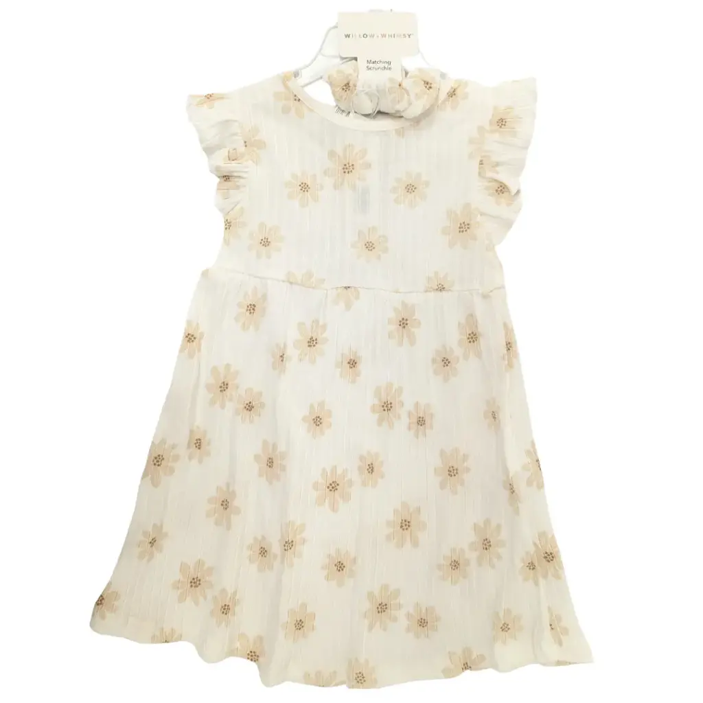 Gauze Dress Toddler Set 2pc Neutral Flowers