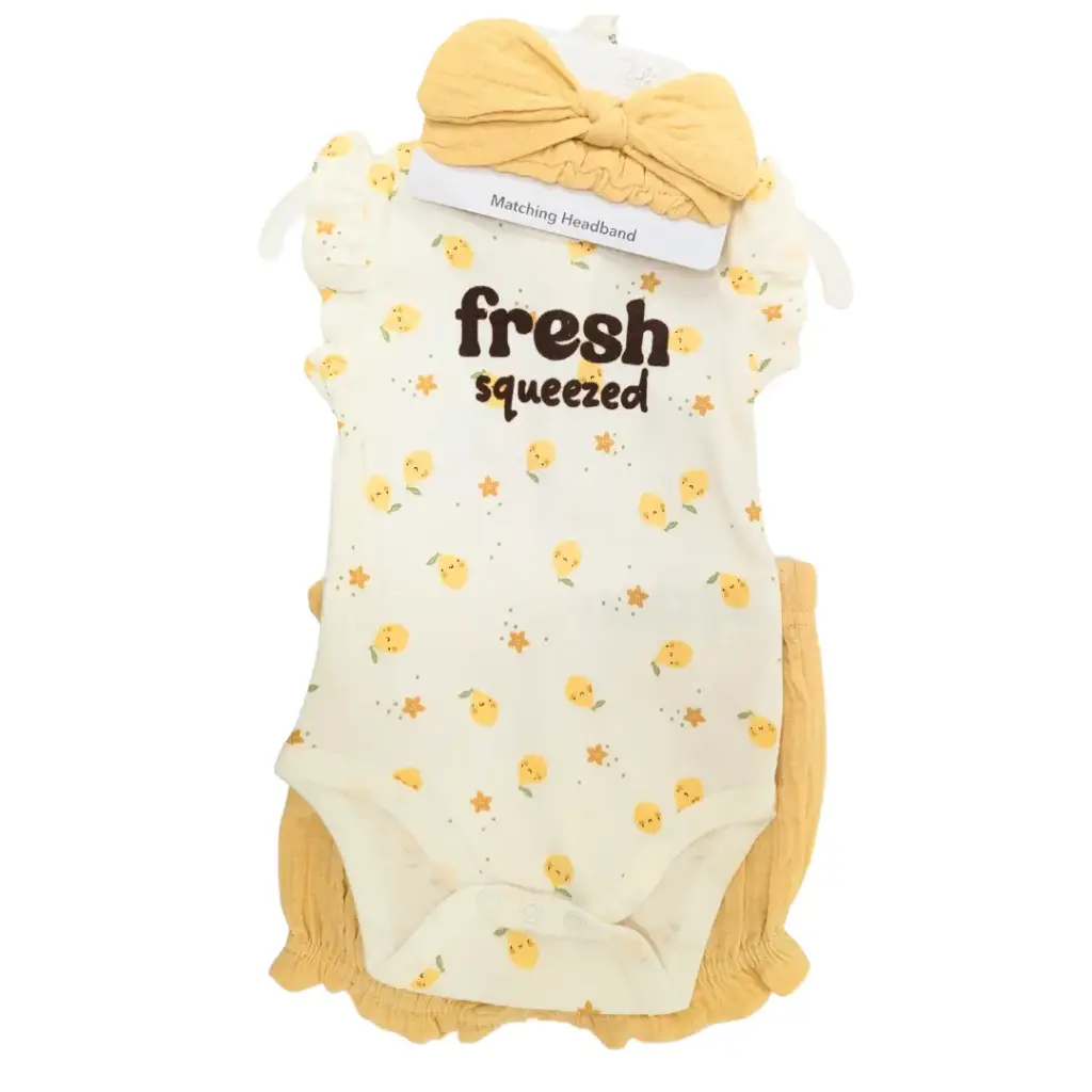 Bodysuit & Short 3pc Set Fresh Squeezed