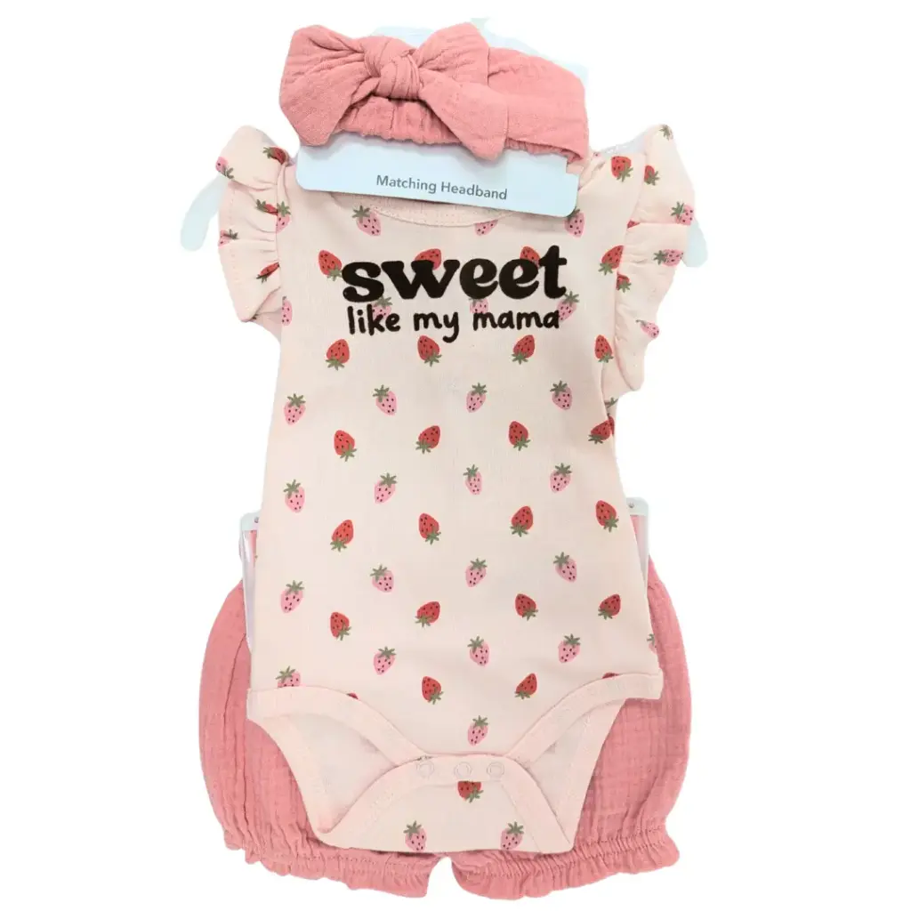 Bodysuit & Short 3pc Set Berry Burst