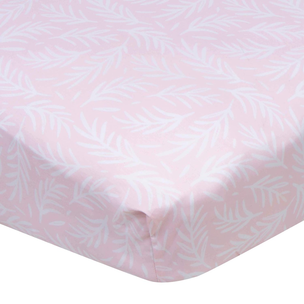 Pink Leaves Fitted Crib Sheet
