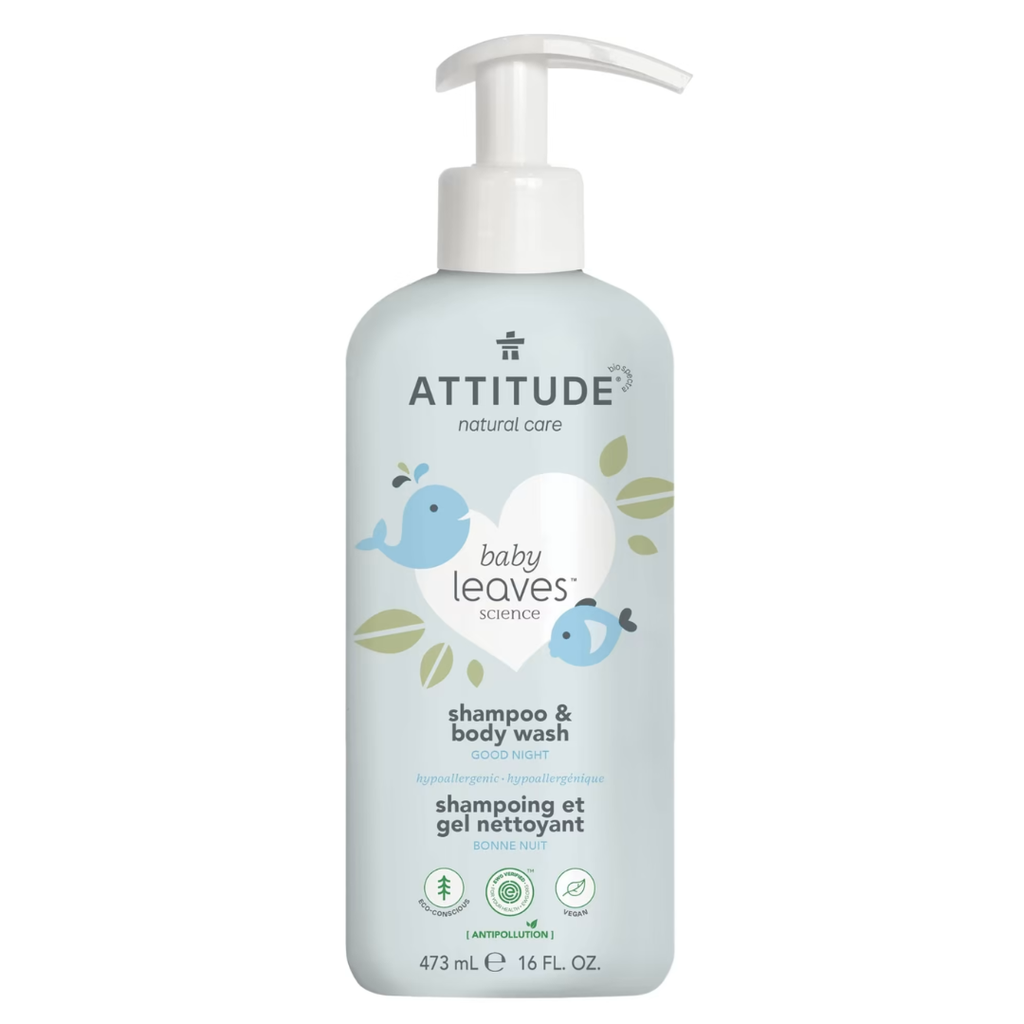 Attitude Baby Leaves 2-in-1 Shampoo & Body Wash Night Almond Milk 16 oz
