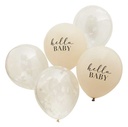 Hello Baby Taupe and Cloud Confetti Balloons 5pc