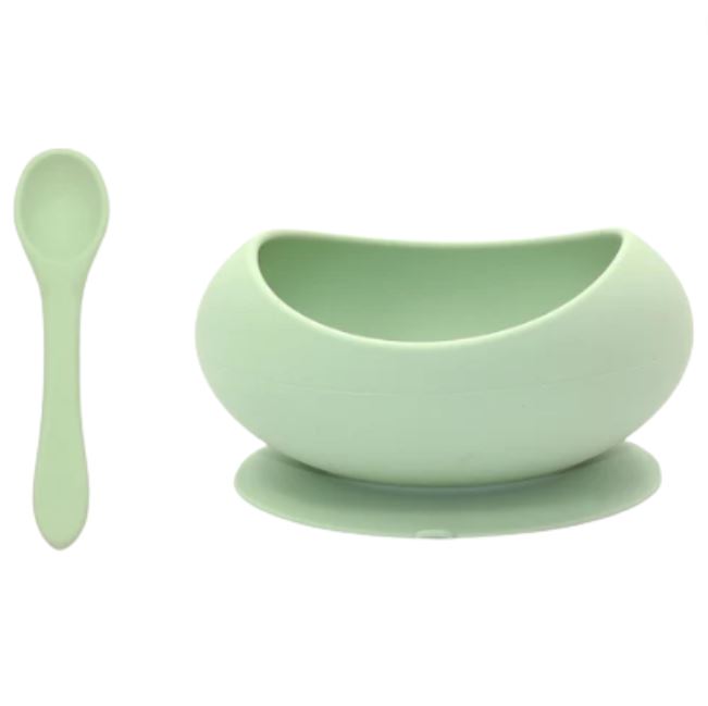 Silicone Suction Bowl & Spoon Set Mint