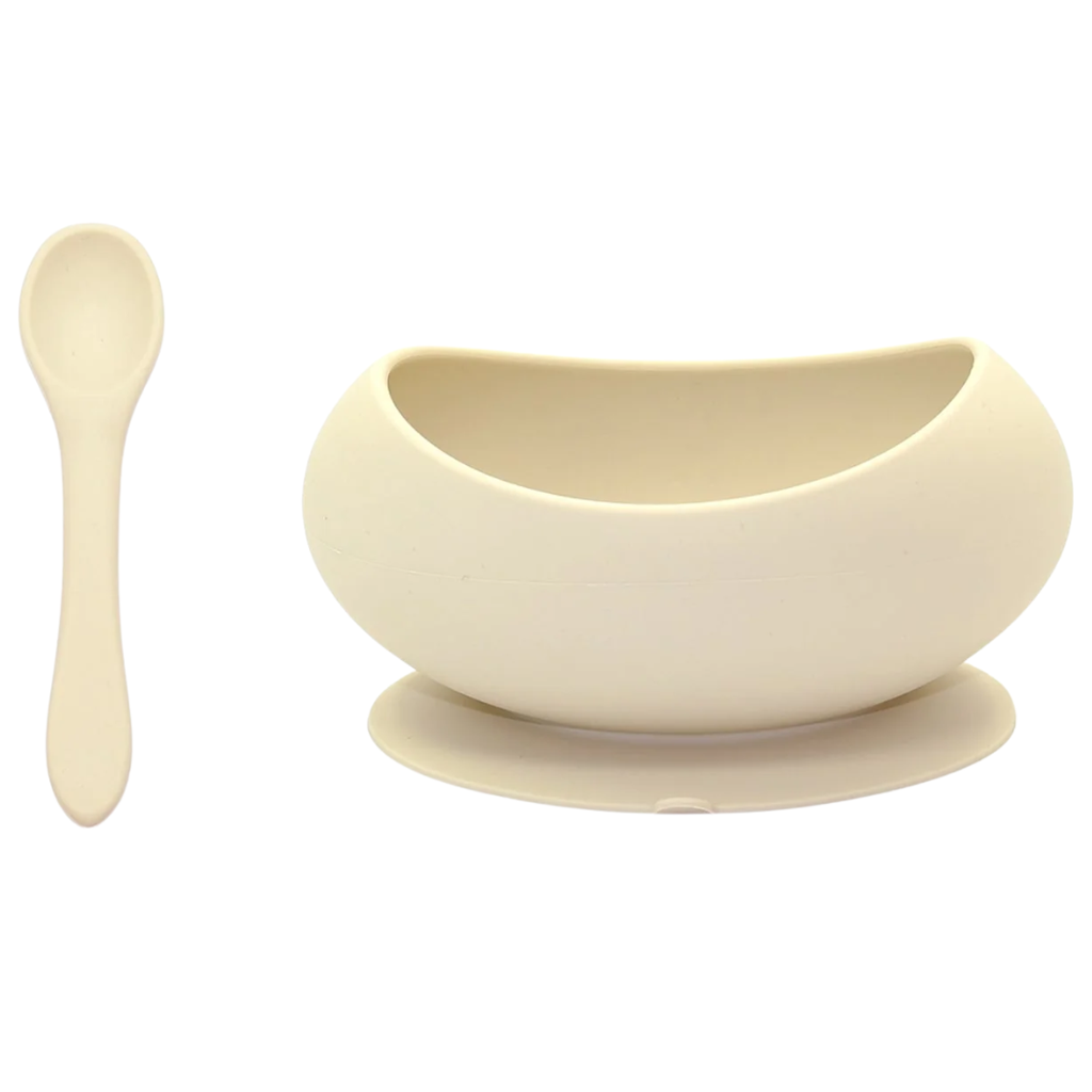 Silicone Suction Bowl & Spoon Set Coconut