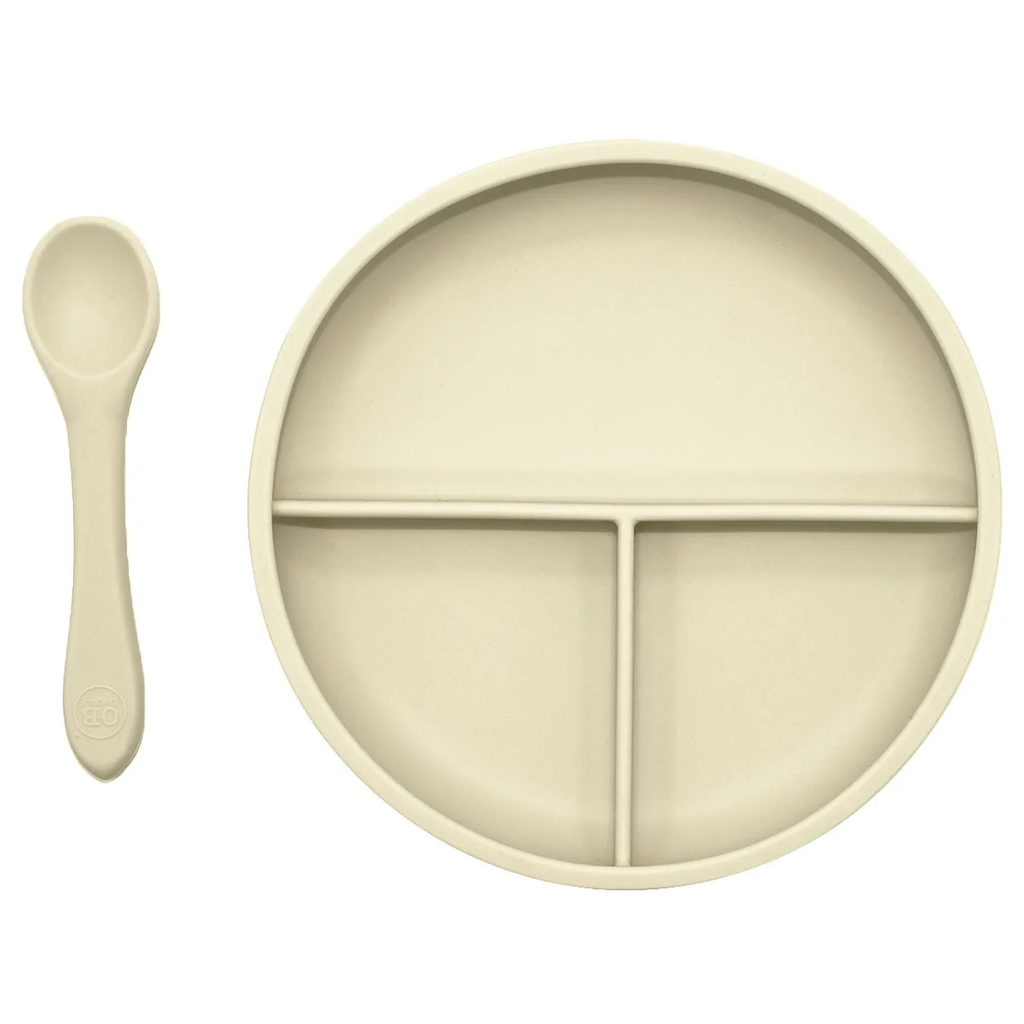 Silicone Divider Plate & Spoon Set Coconut