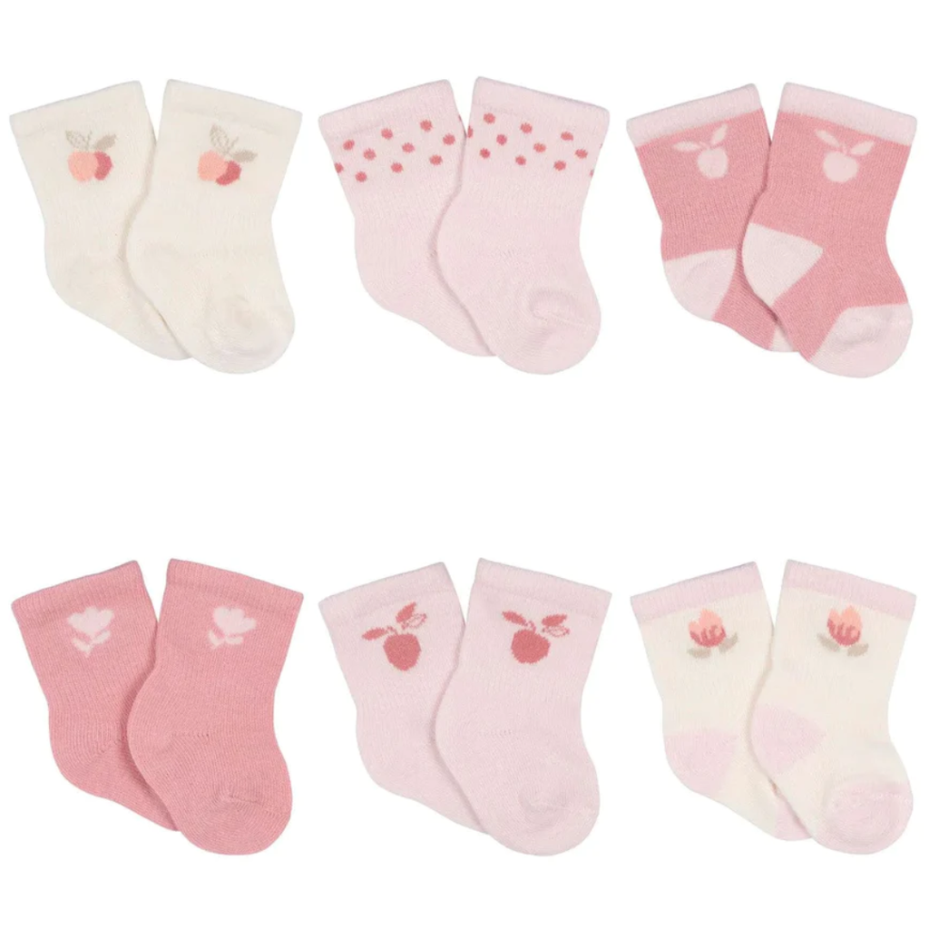 Wiggle Proof Socks 6pk Appley Sweet 0-3M