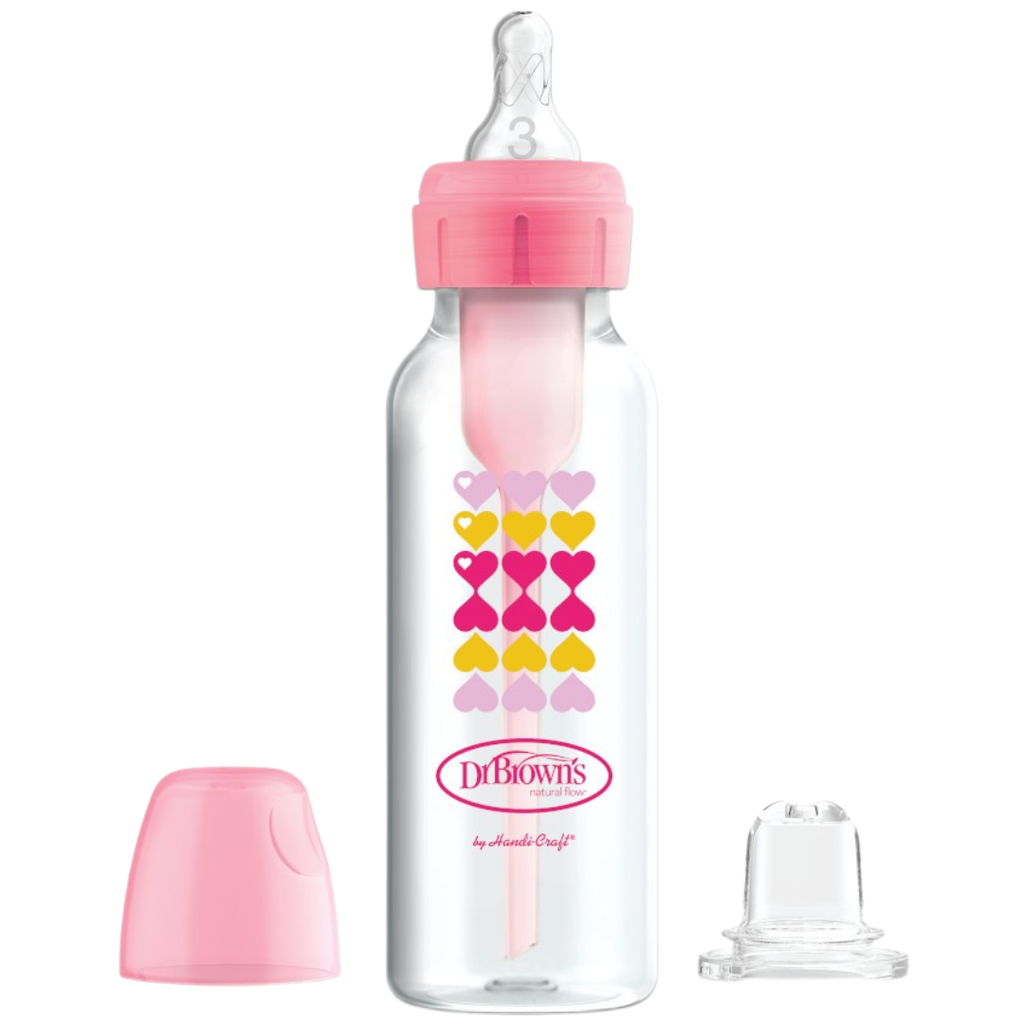 Dr. Brown's Narrow Neck Sippy Transition Bottle Pink Hearts