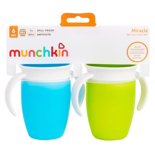 [169095-BB] Munchkin 7oz 360 Miracle Cup 2pk Asst.