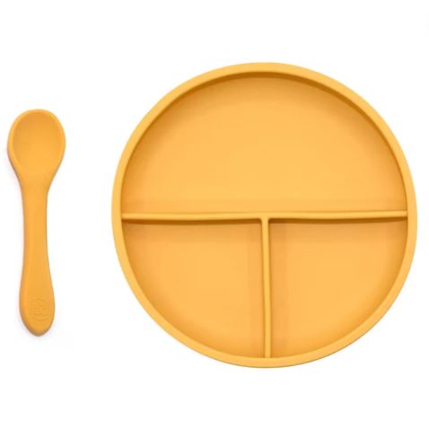 [169454-BB] Silicone Divider Plate & Spoon Set Mango