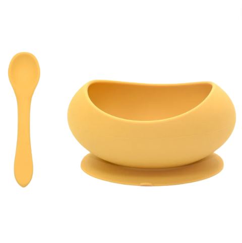 [169478-BB] Silicone Suction Bowl & Spoon Set Mango