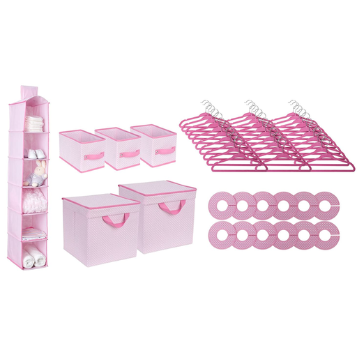 [165526-BB] 48-Piece Nursery Organization Set Barely Pink
