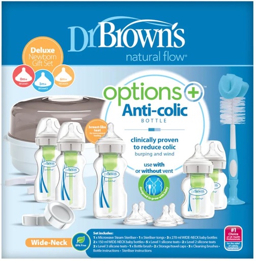[169755-BB] Dr. Brown's Options+ Wide Neck Deluxe Newborn Feeding Gift Set