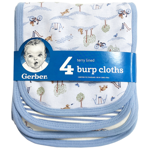 [171077-BB] Gerber Burp Cloth Puppy 4 pk
