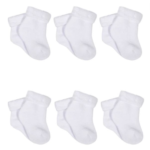 [171083-BB] Gerber Terry Wiggle Proof Socks White Preemie 6pk