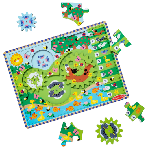 [172332-BB] Melissa & Doug Wooden Gear Puzzle Animal Chase