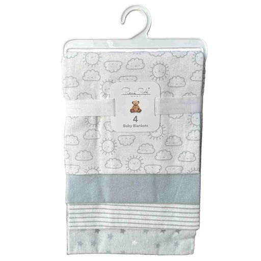 [173017-BB] Clouds 4pk Flannel Blankets 